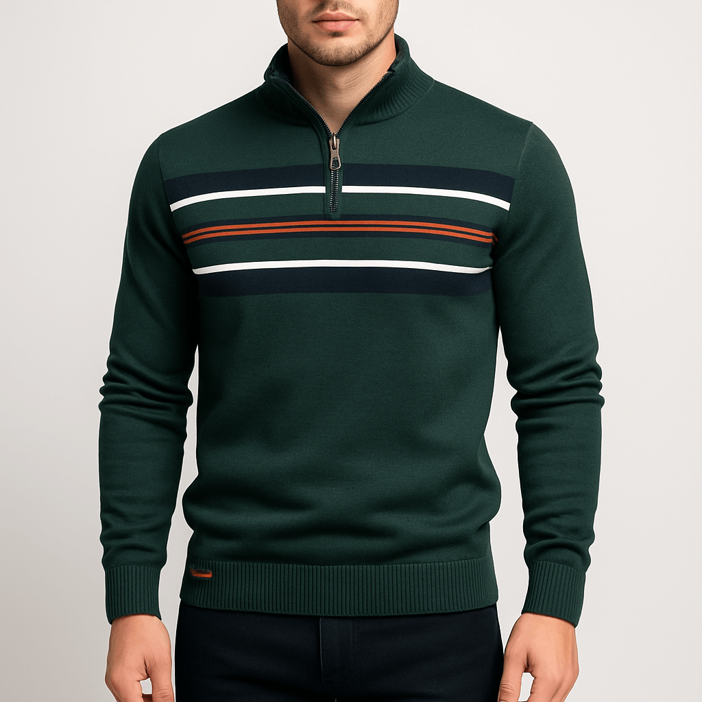 Men’s Mock Neck Ribbed Knit Pullover