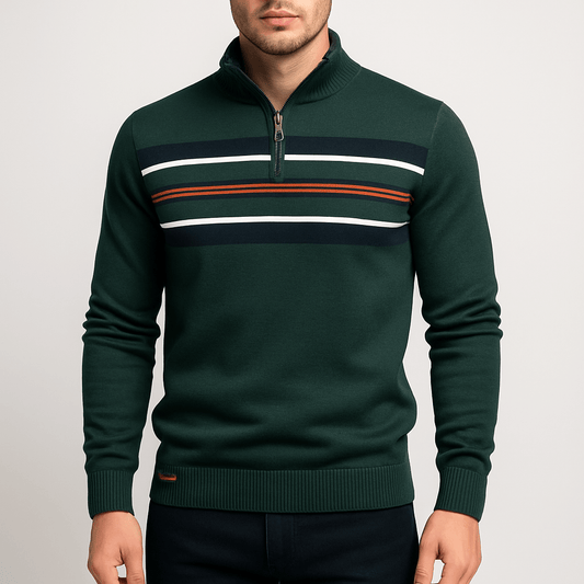 Men’s Mock Neck Ribbed Knit Pullover