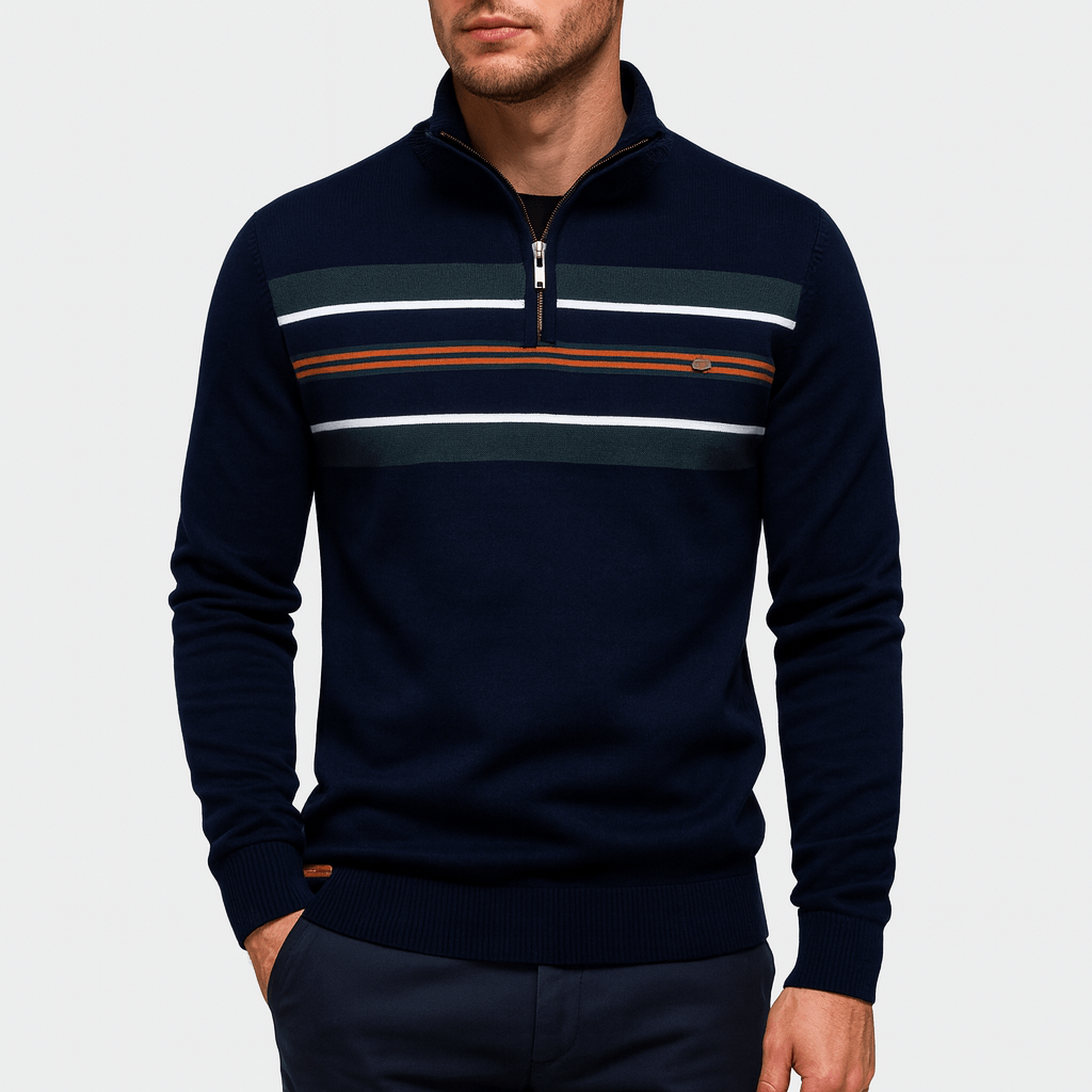 Men’s Mock Neck Ribbed Knit Pullover