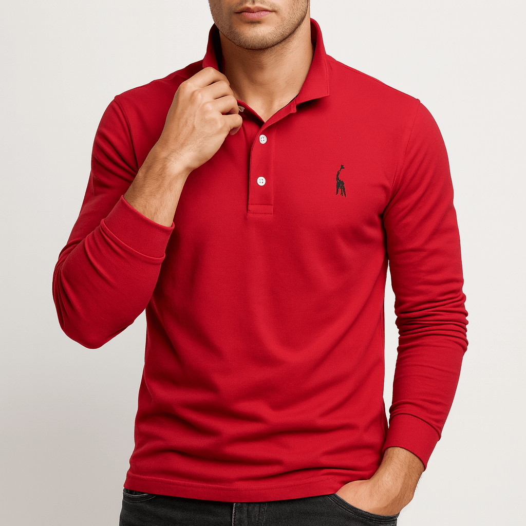 Men’s Embroidered Long Sleeve Polo Shirt