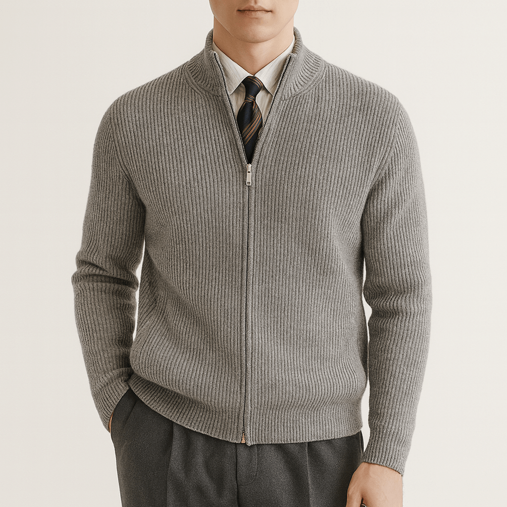 Men’s Pure Wool Zip-Up Cardigan