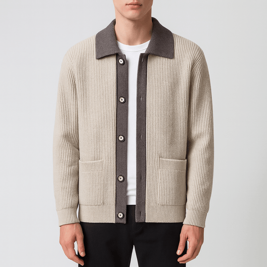 Men’s Contrast Collar Knit Cardigan