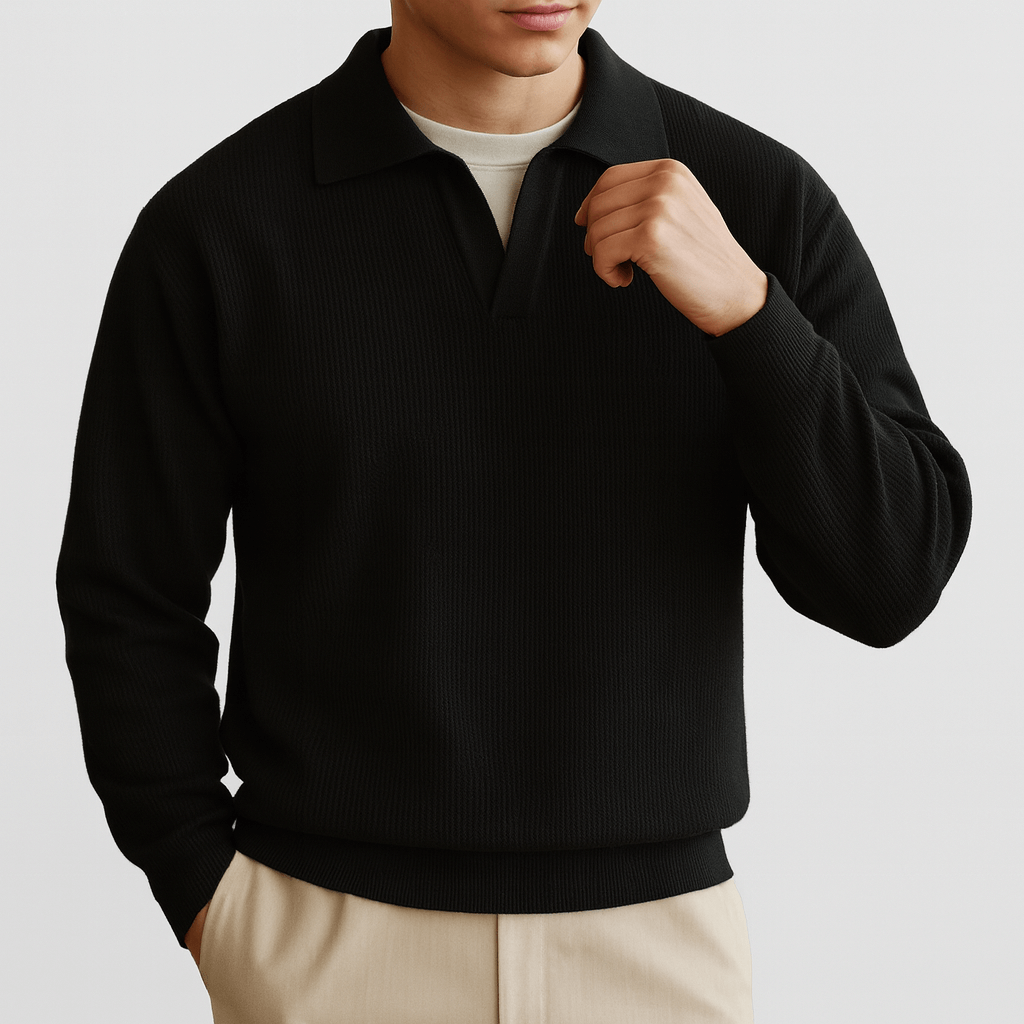 Men’s Knitted Polo Collar Sweater