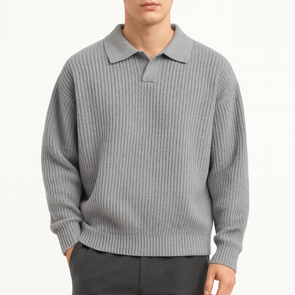 Men’s Waffle Knit Polo Sweater
