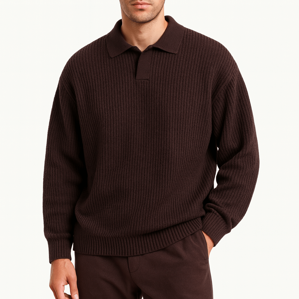 Men’s Waffle Knit Polo Sweater