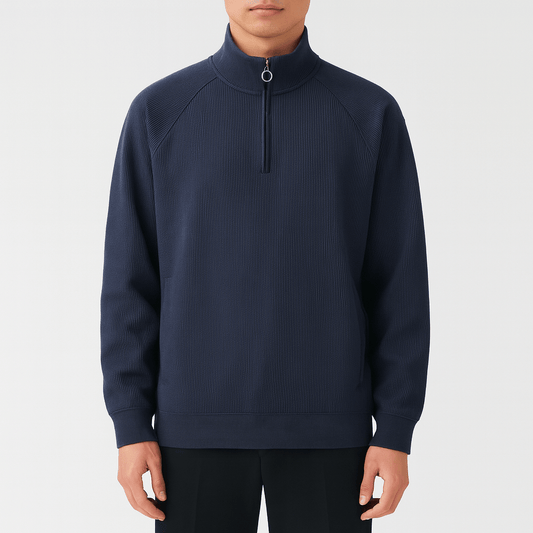 Men’s Waffle Cotton Half Zip Pullover