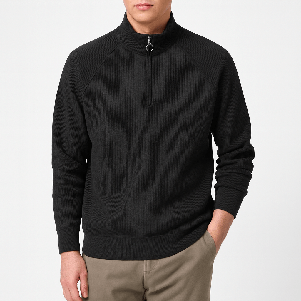 Men’s Waffle Cotton Half Zip Pullover