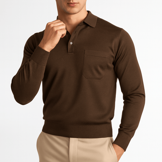 Men’s Long Sleeve V-Neck Top Polo