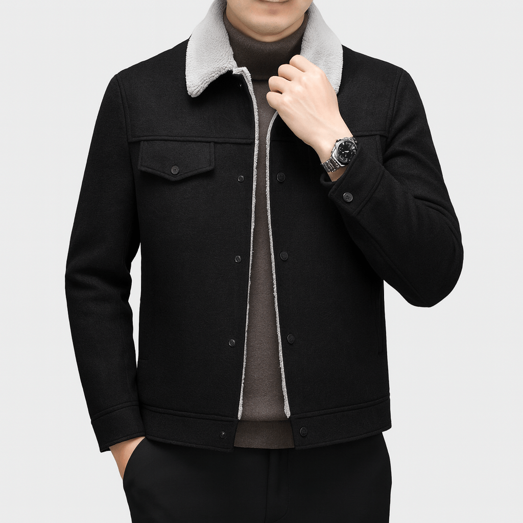 Men’s Wool Blend Cropped Trucker Jacket