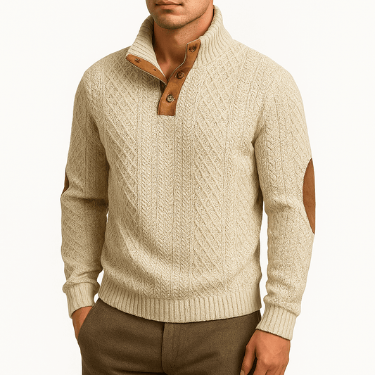 Men’s Jacquard Zip-Up Pullover Sweater