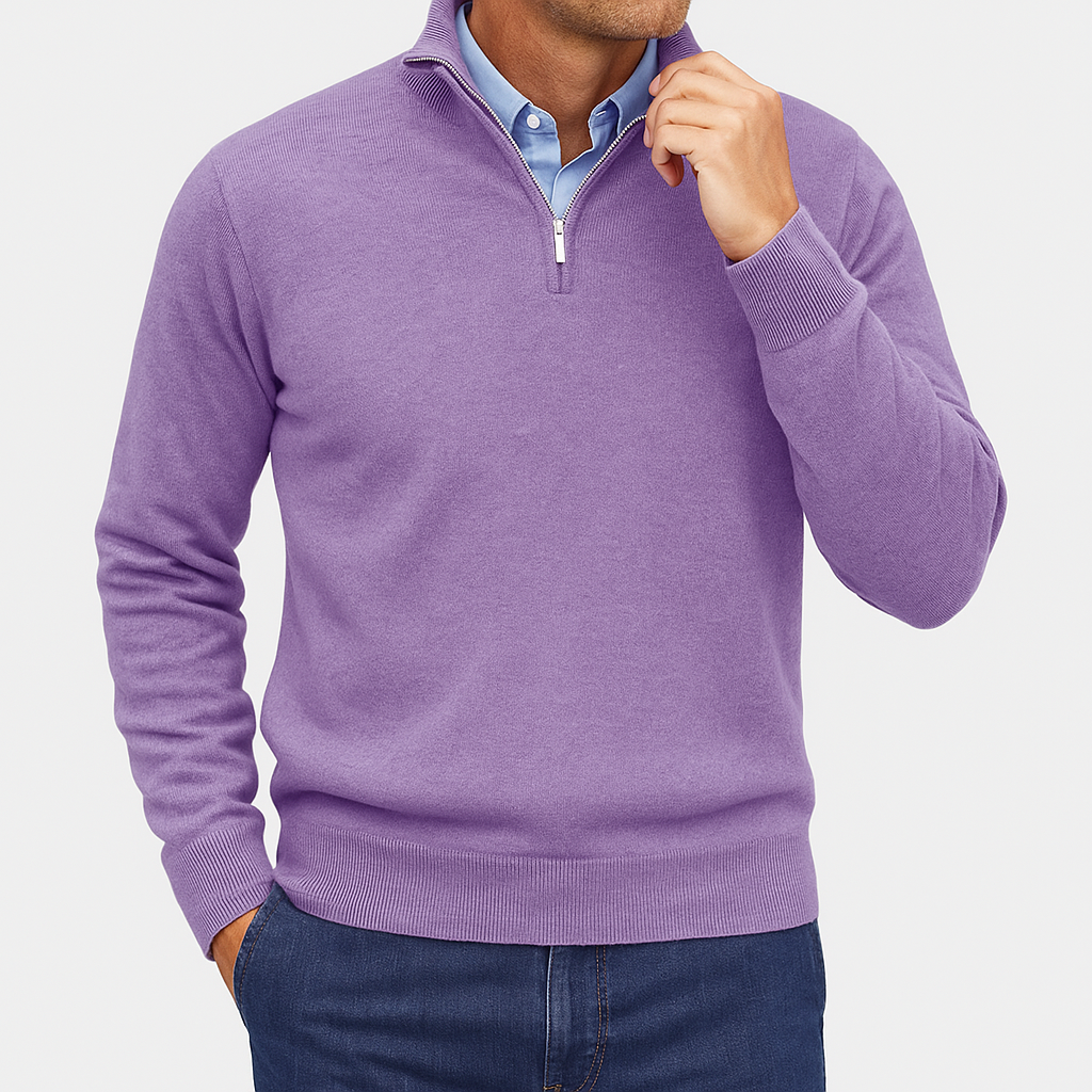 Men’s Solid Wool Zip-Up Polo Shirt