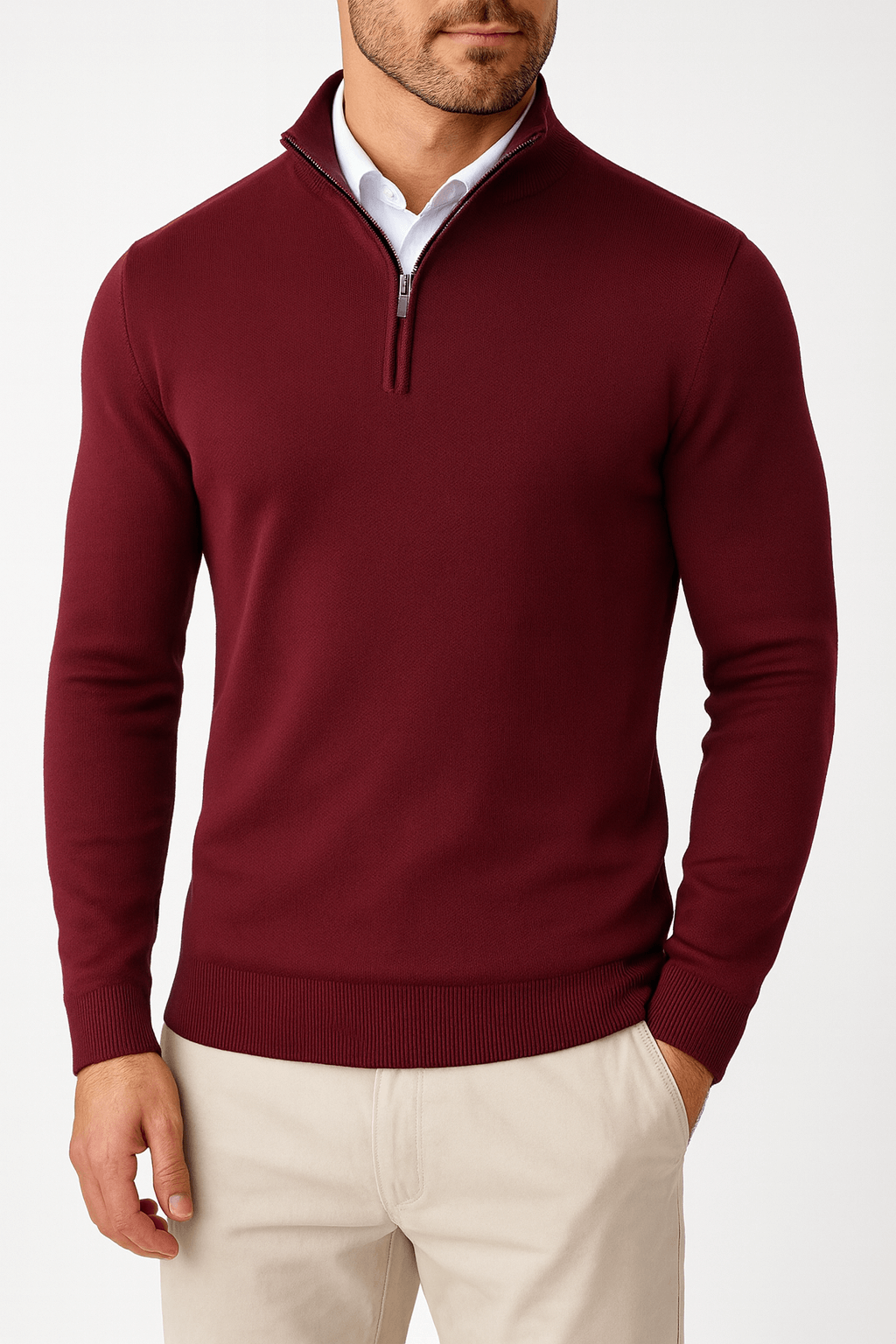 Men’s Zip-Up Mock Neck Sweater