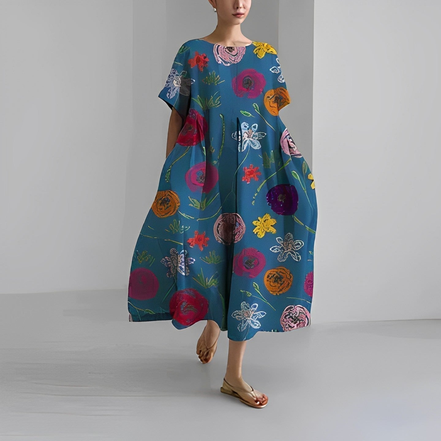 Casual Floral Maxi Sundress for Women