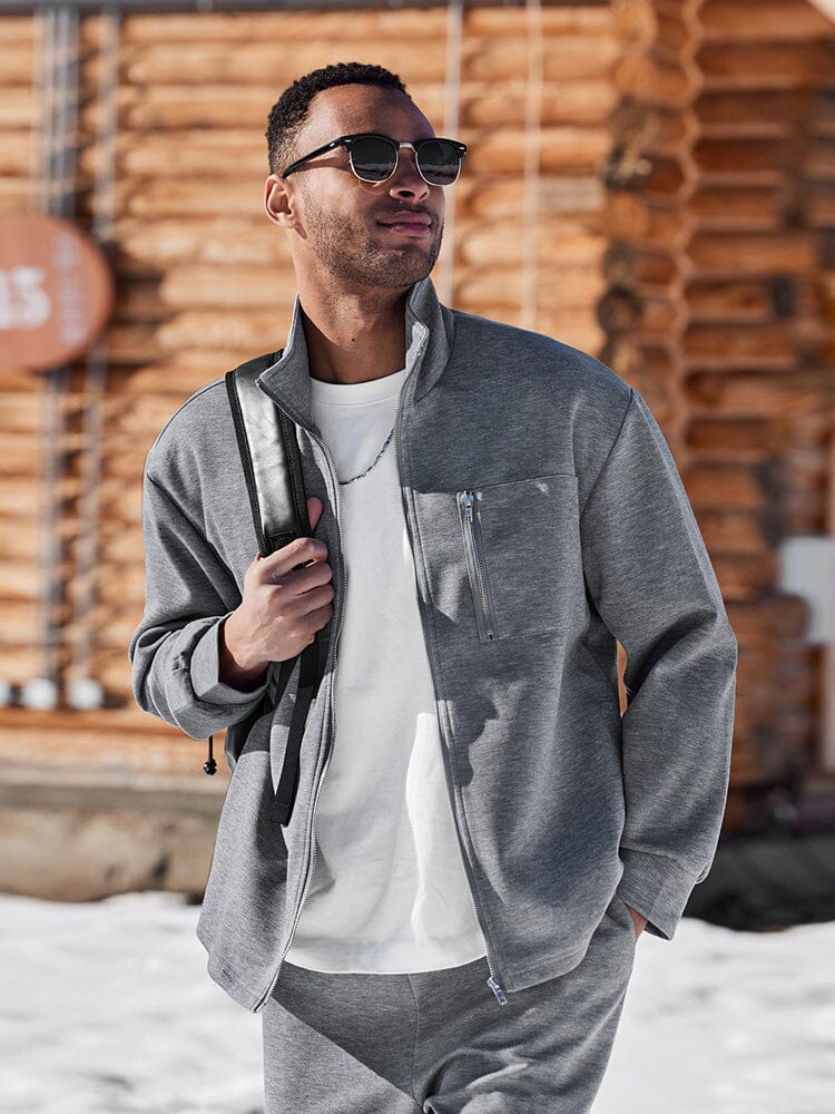 Men’s Athleisure Zip Jacket Set | Regular Fit Lounge Tracksuit