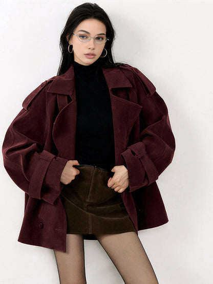 Mara | Lapel Loose Suede Jacket