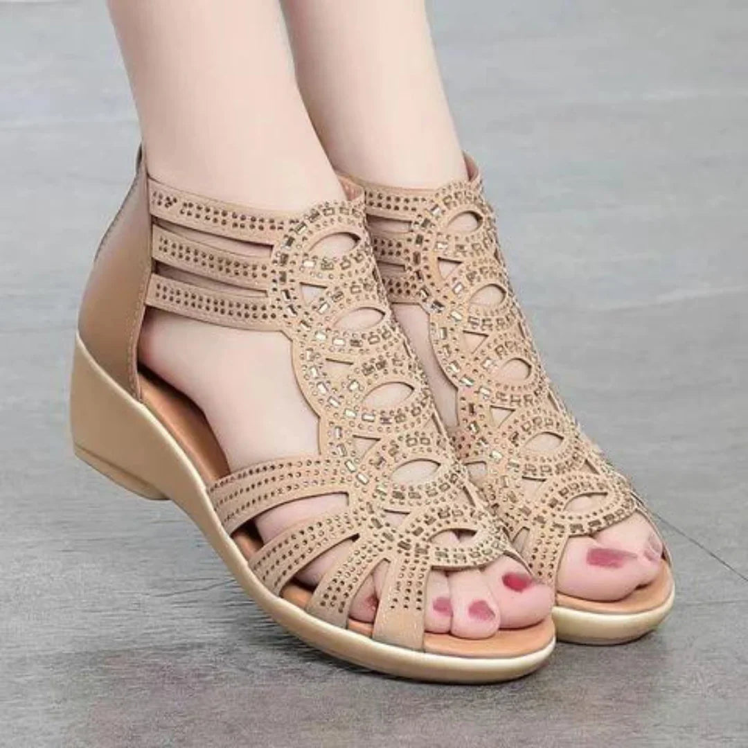 Leanne Sandals | Summer Zip Rhinestone Sandals