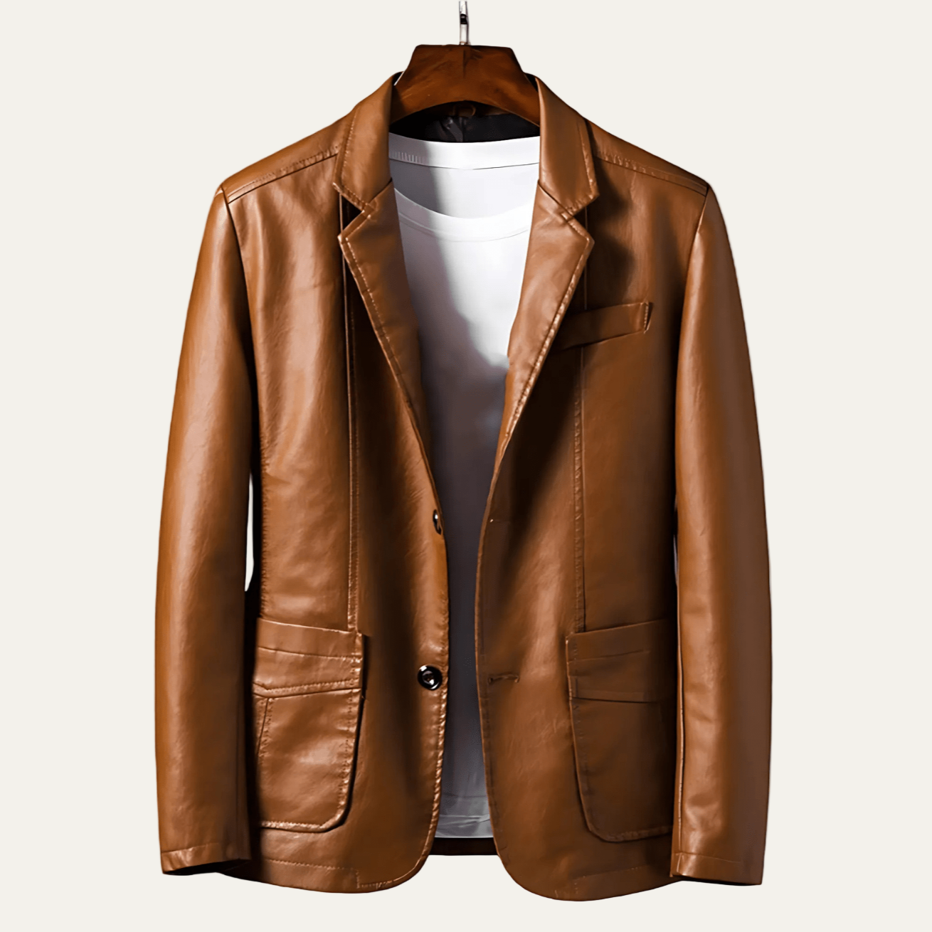 Men’s Polished Leather Two Button Blazer