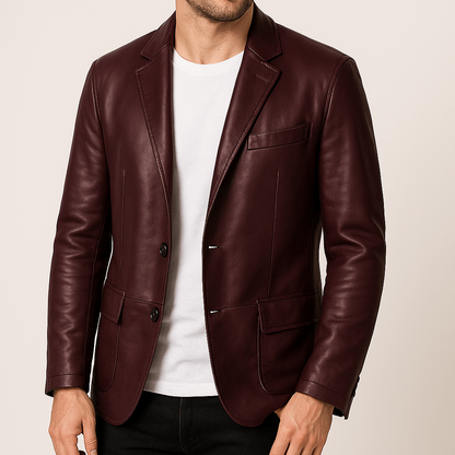 Cevori Faux Leather Jacket Button-Up with Lapel