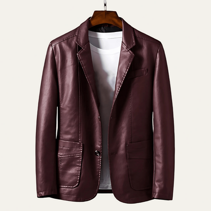 Men’s Polished Leather Two Button Blazer