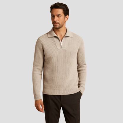 Men’s Ribbed Knit Half-Zip Sweater