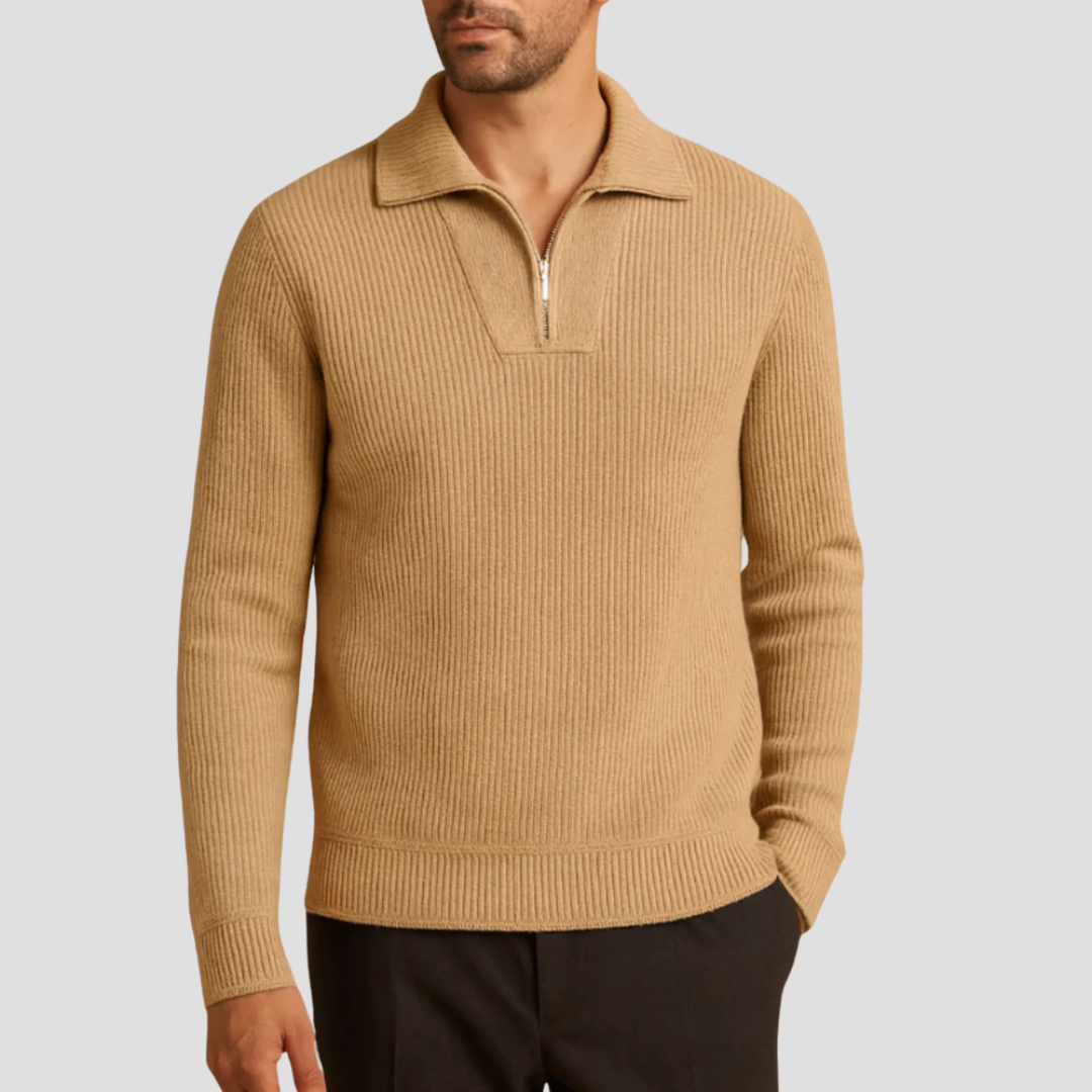 Men’s Ribbed Knit Half-Zip Sweater