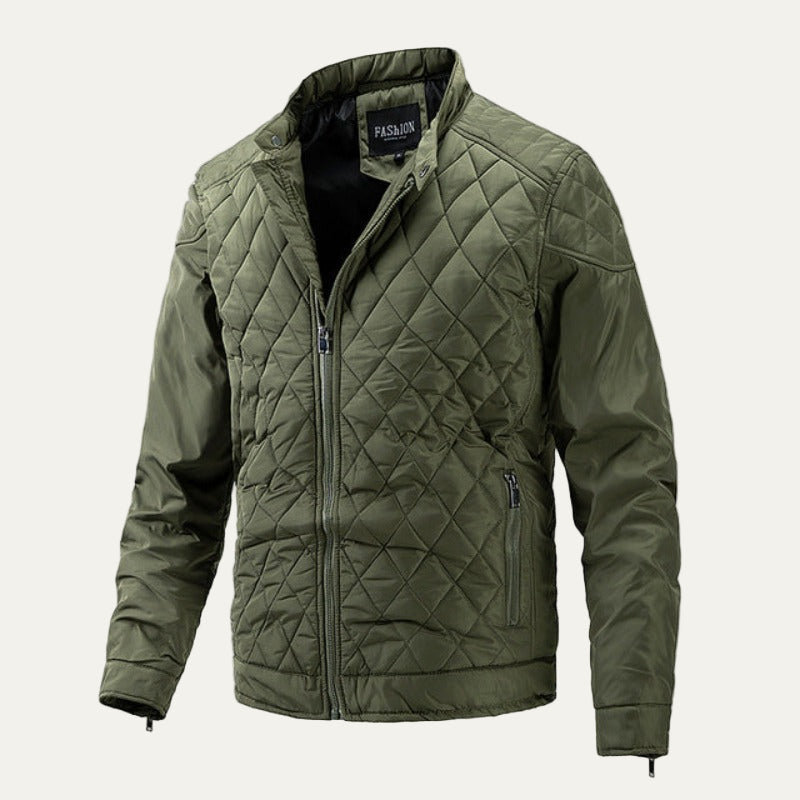Men’s Quilted Zip Up Stand Collar Bomber Jacket