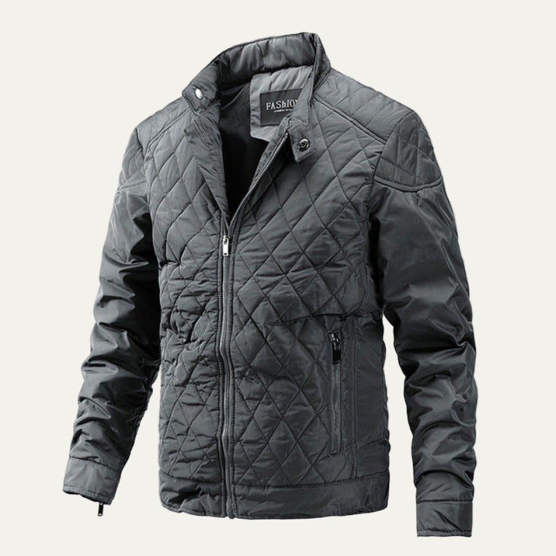 Men’s Quilted Zip Up Stand Collar Bomber Jacket