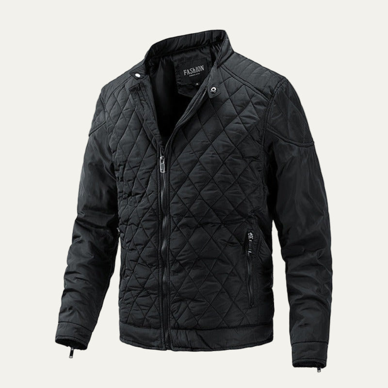 Men’s Quilted Zip Up Stand Collar Bomber Jacket