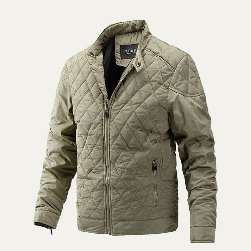 Men’s Quilted Zip Up Stand Collar Bomber Jacket