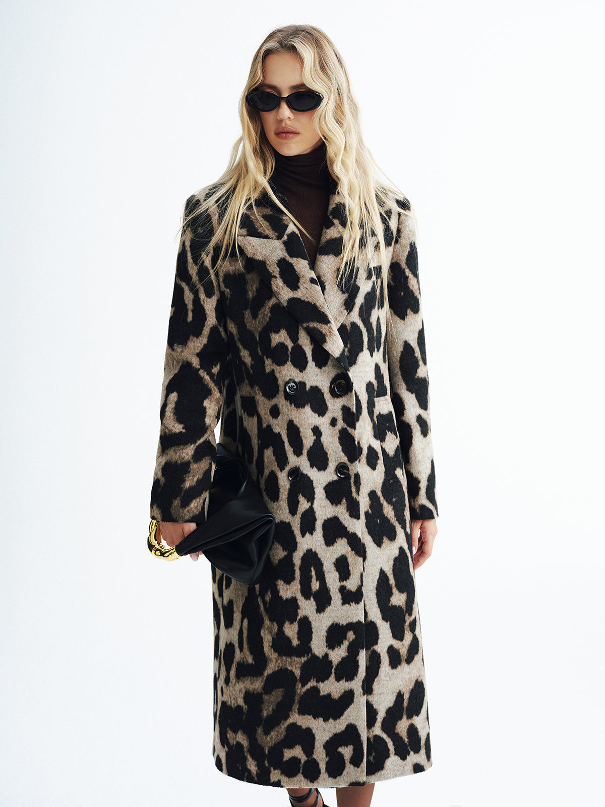 Jaylani | Leopard Print Wool-Blend Double-Breasted Coat
