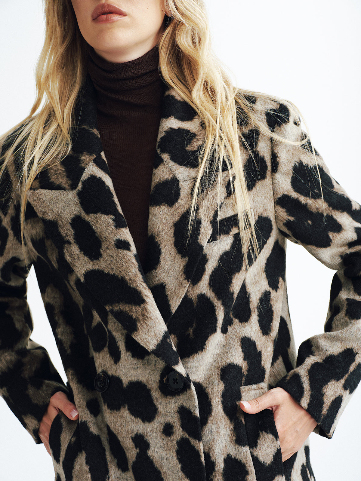 Jaylani | Leopard Print Wool-Blend Double-Breasted Coat