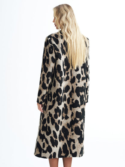 Jaylani | Leopard Print Wool-Blend Double-Breasted Coat