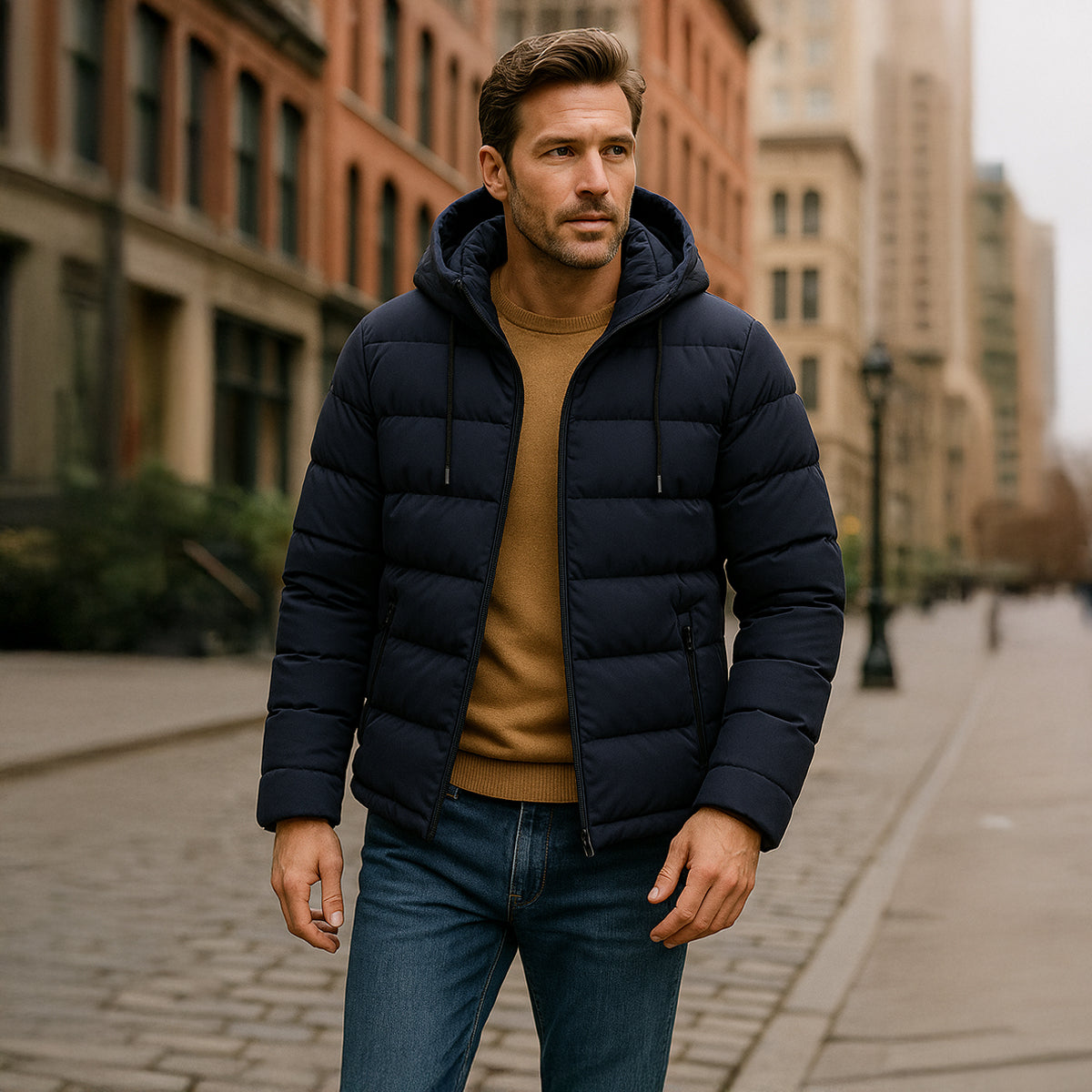 Men’s Waterproof Quilted Hooded Puffer Jacket