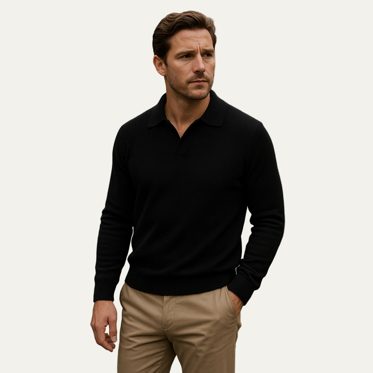 Men’s Ribbed Polo Knit Sweater