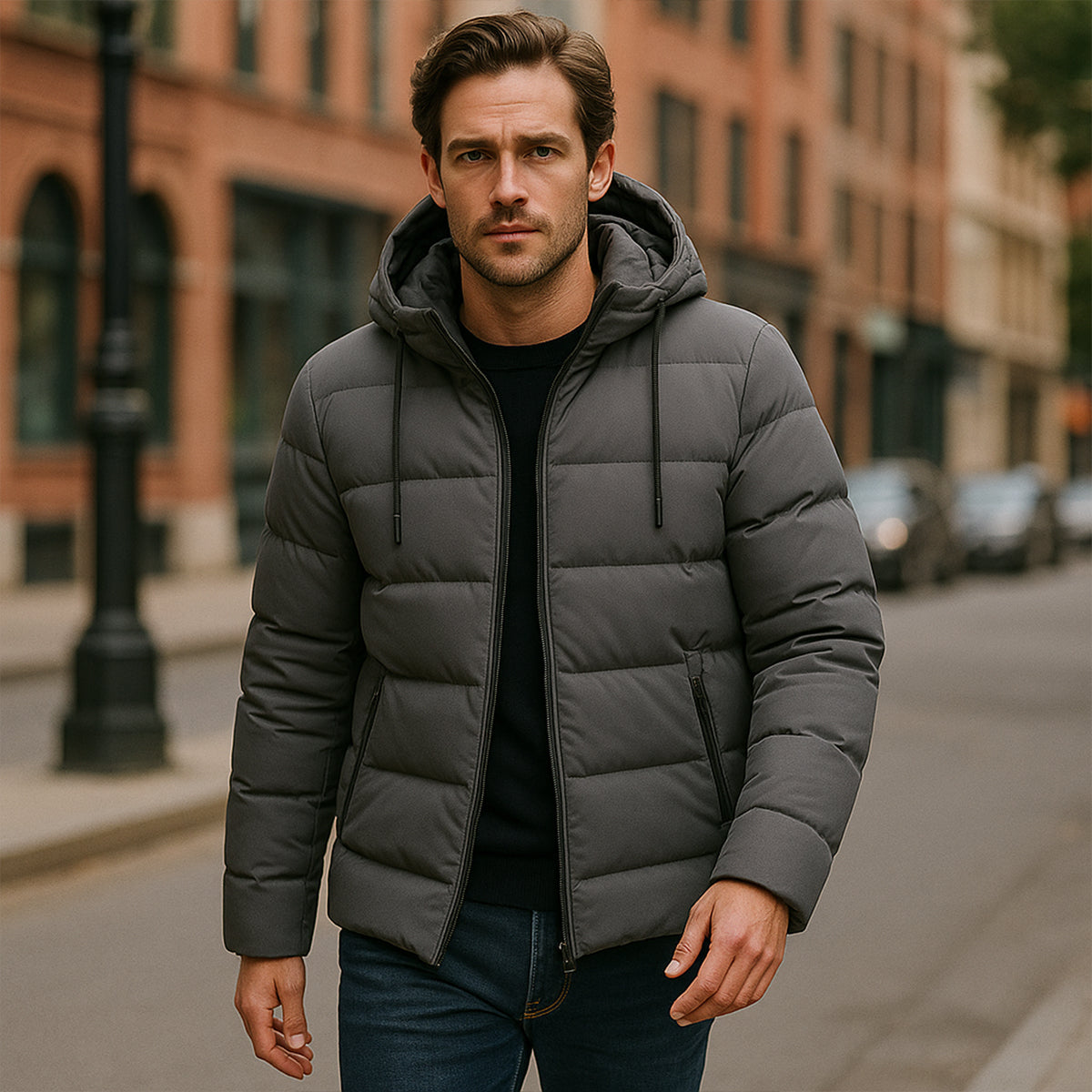 Men’s Waterproof Quilted Hooded Puffer Jacket