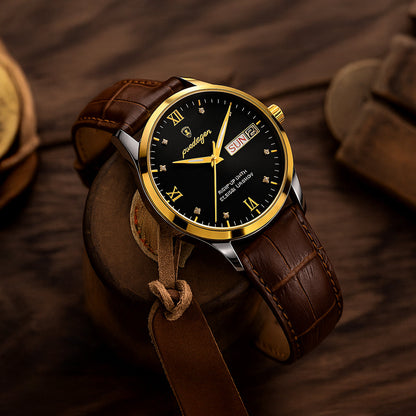 The Paris by Night Luxury Classic Men’s Watch – Premium Leather Strap