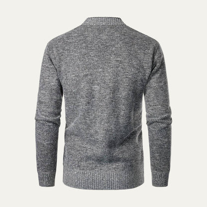 Men’s Shawl Collar Tweed Knit Button Front Warm Cardigan