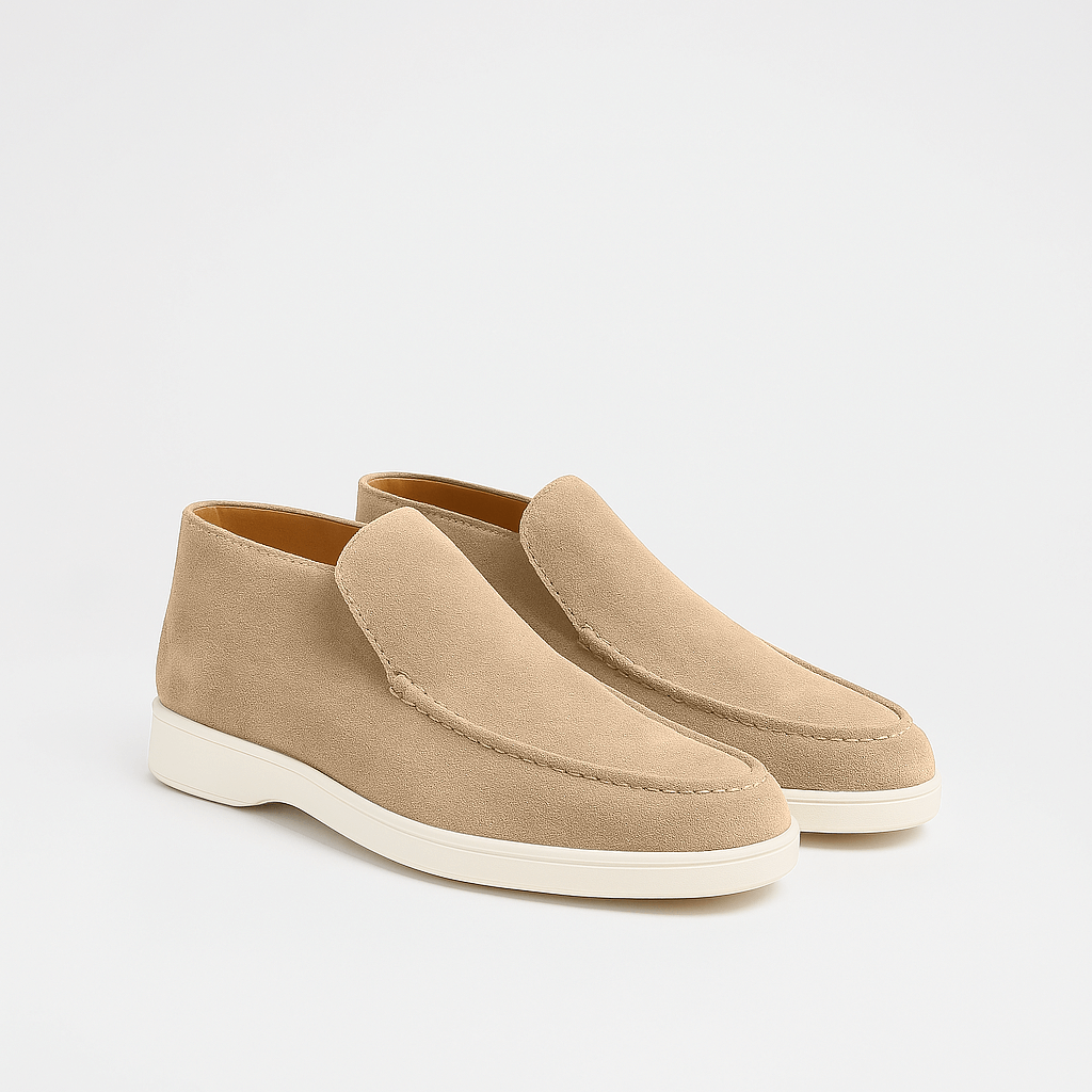 Men’s Minimal Suede Moc Toe Slip On Chukka