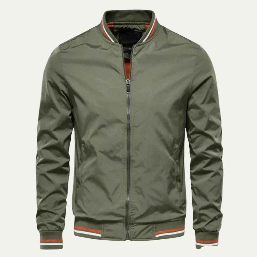 Men’s Lightweight Striped Trim Bomber Jacket