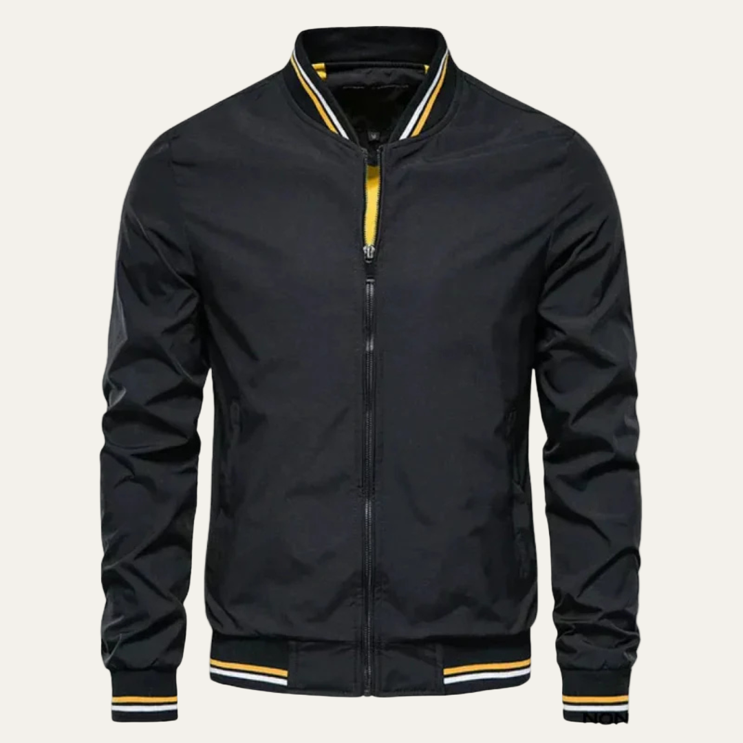 Men’s Lightweight Striped Trim Bomber Jacket