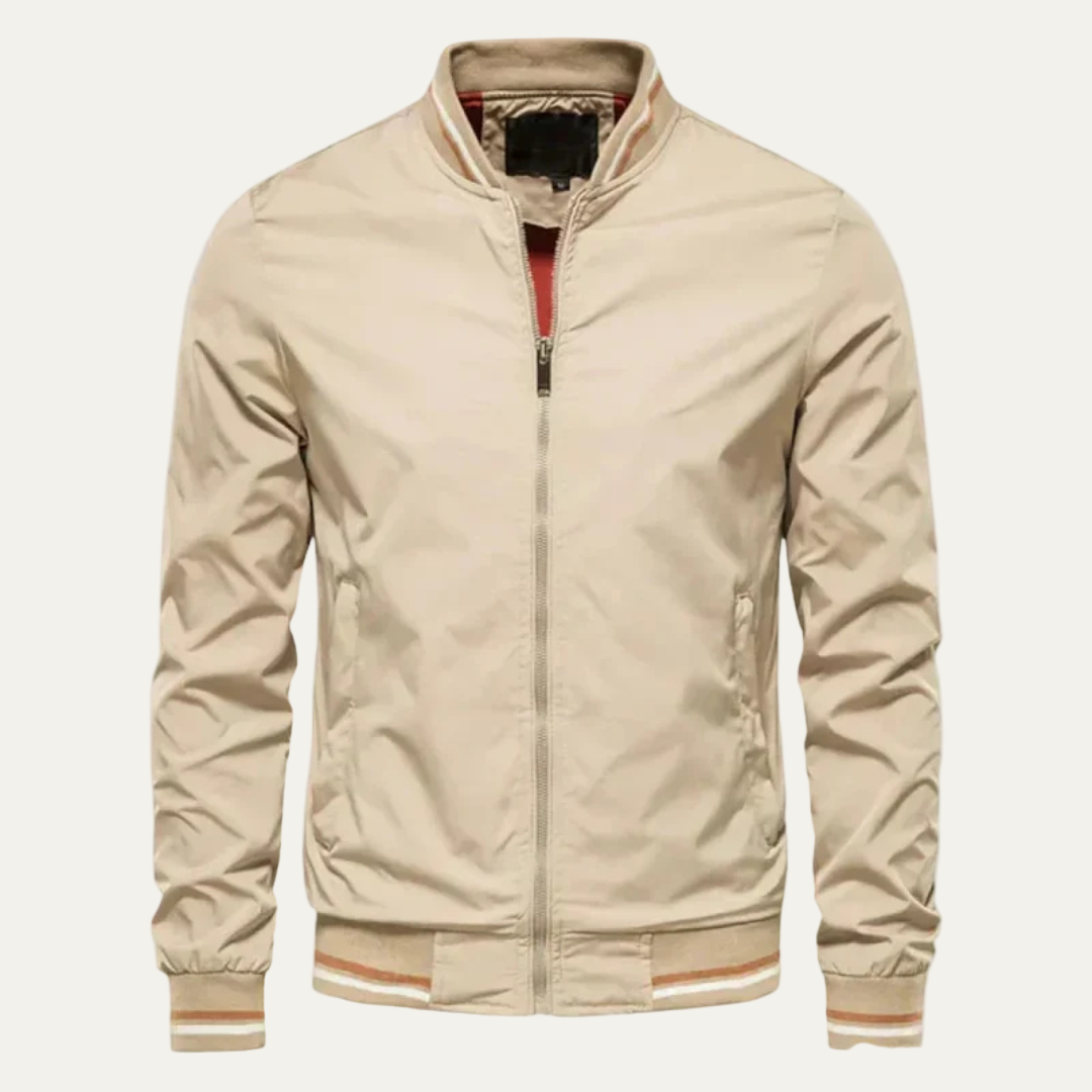 Men’s Lightweight Striped Trim Bomber Jacket