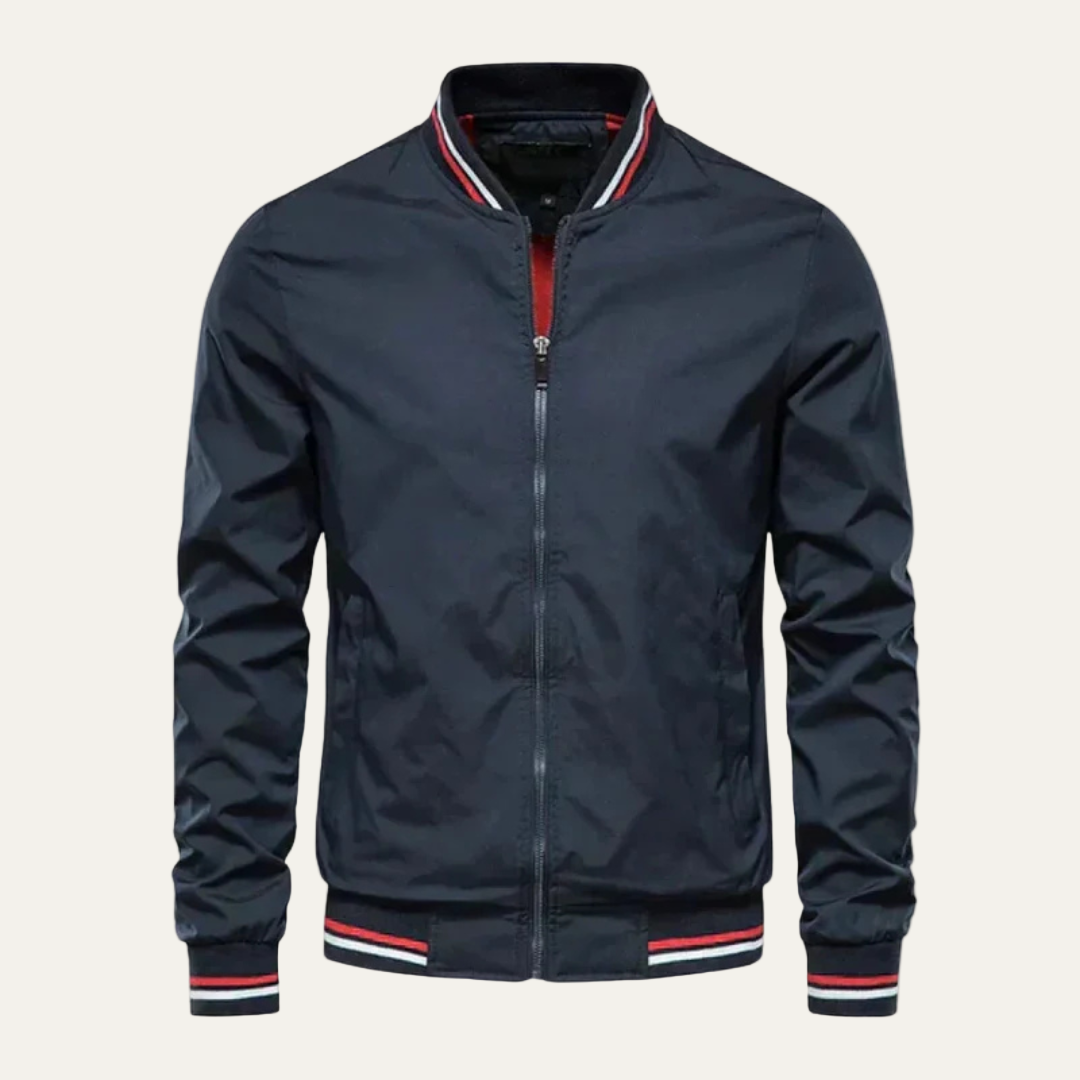 Men’s Lightweight Striped Trim Bomber Jacket