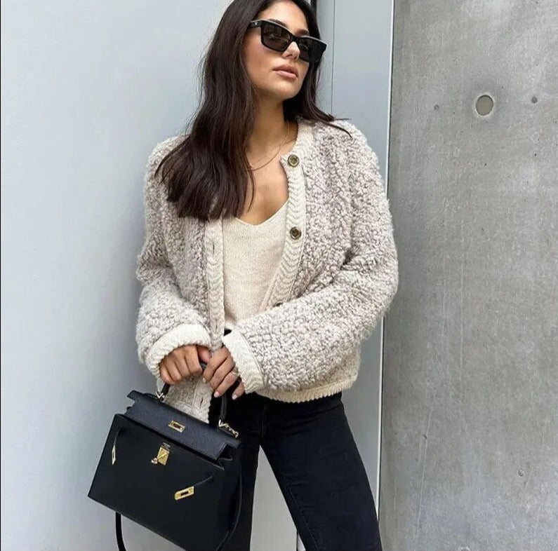 Daphne | Women's Cozy Fleece Button Front Jacket – Warm and Stylish