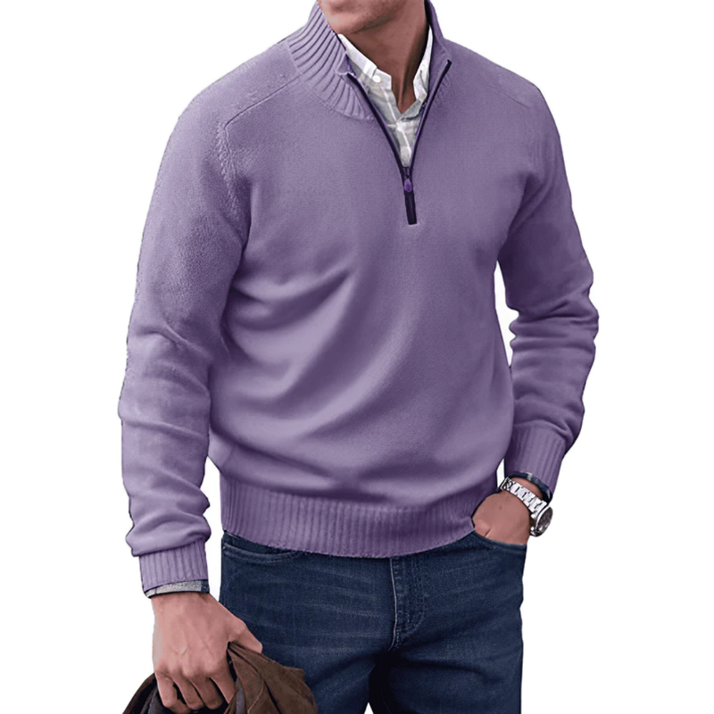 Men’s Quarter Zip High Collar Knit Sweater