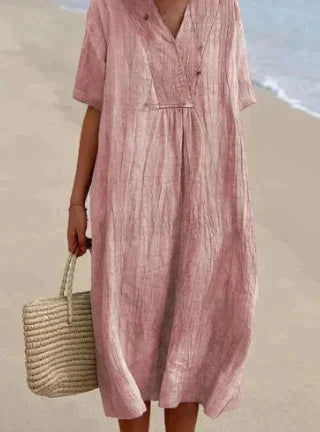 Lina – Women’s Relaxed Fit V-Neck Cotton Dress
