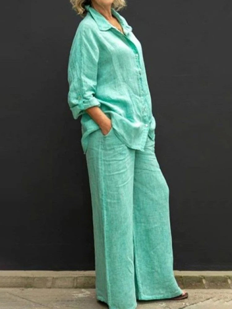Comfy Women's Casual Long-Sleeve Top and Pants Set