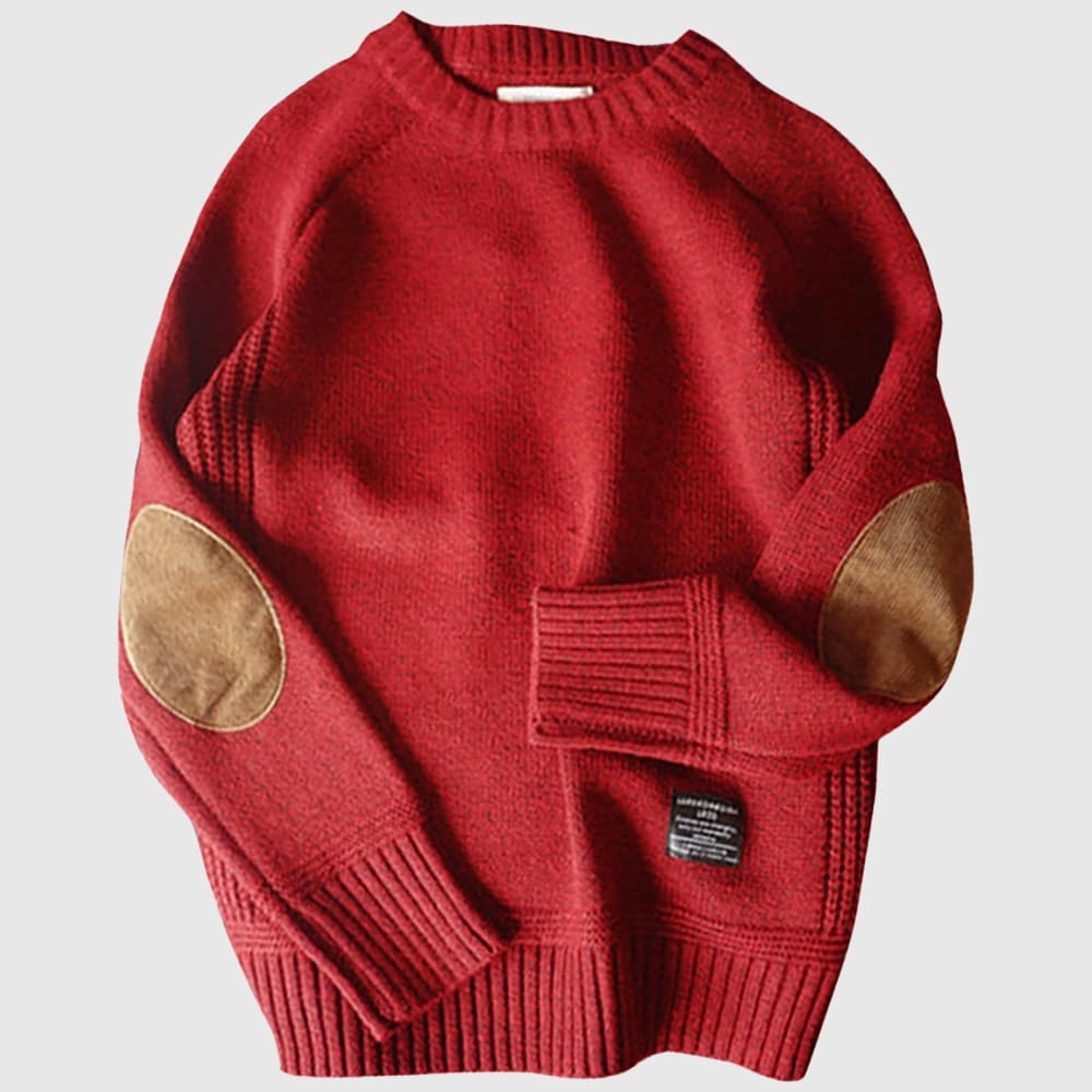 Men’s Raglan Crewneck Sweater With Elbow Patches