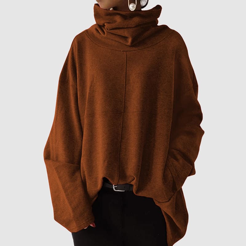 Amelia Wool Oversized Turtleneck Sweater | Tunic Length Drop Shoulder Sweater
