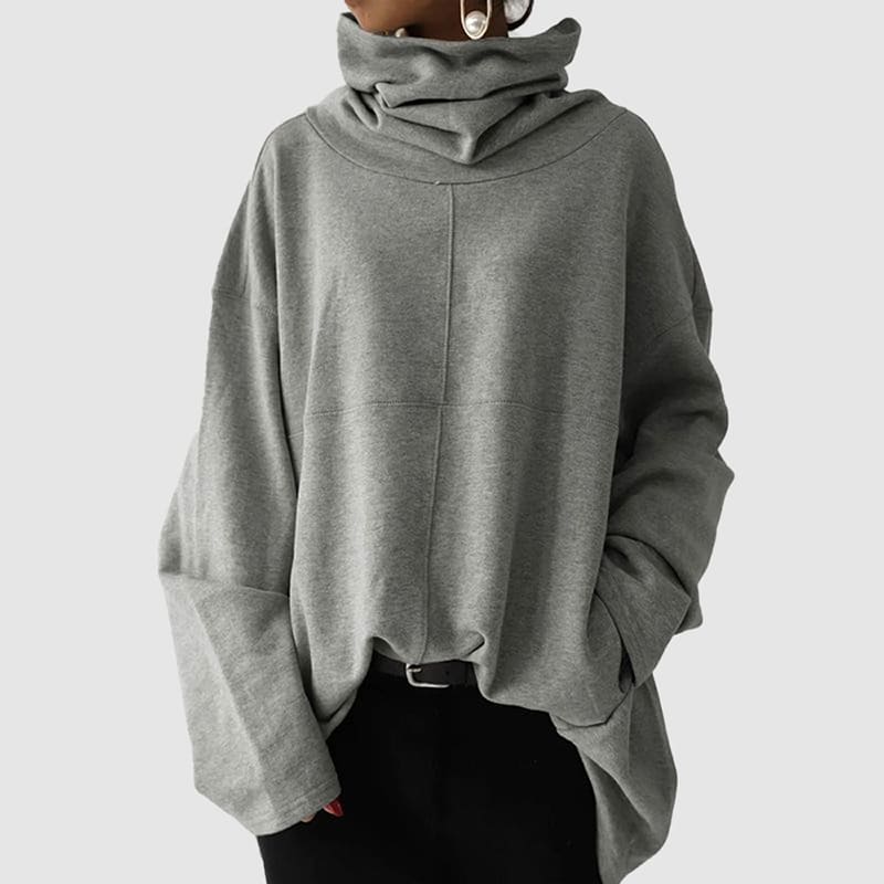 Amelia Wool Oversized Turtleneck Sweater | Tunic Length Drop Shoulder Sweater