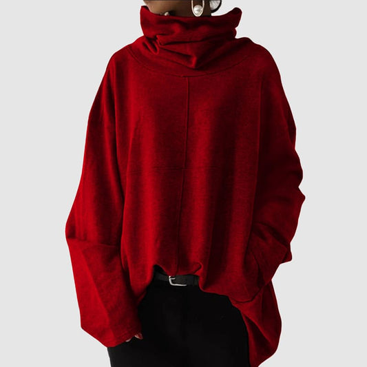 Amelia Wool Oversized Turtleneck Sweater | Tunic Length Drop Shoulder Sweater